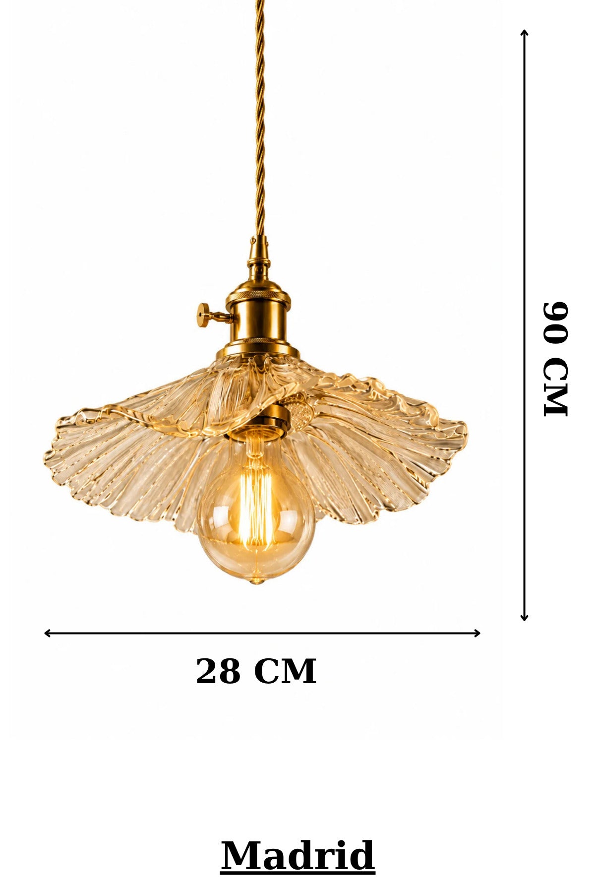 Madrid Clear Glass Classic 1-Light Pendant Light — view 3