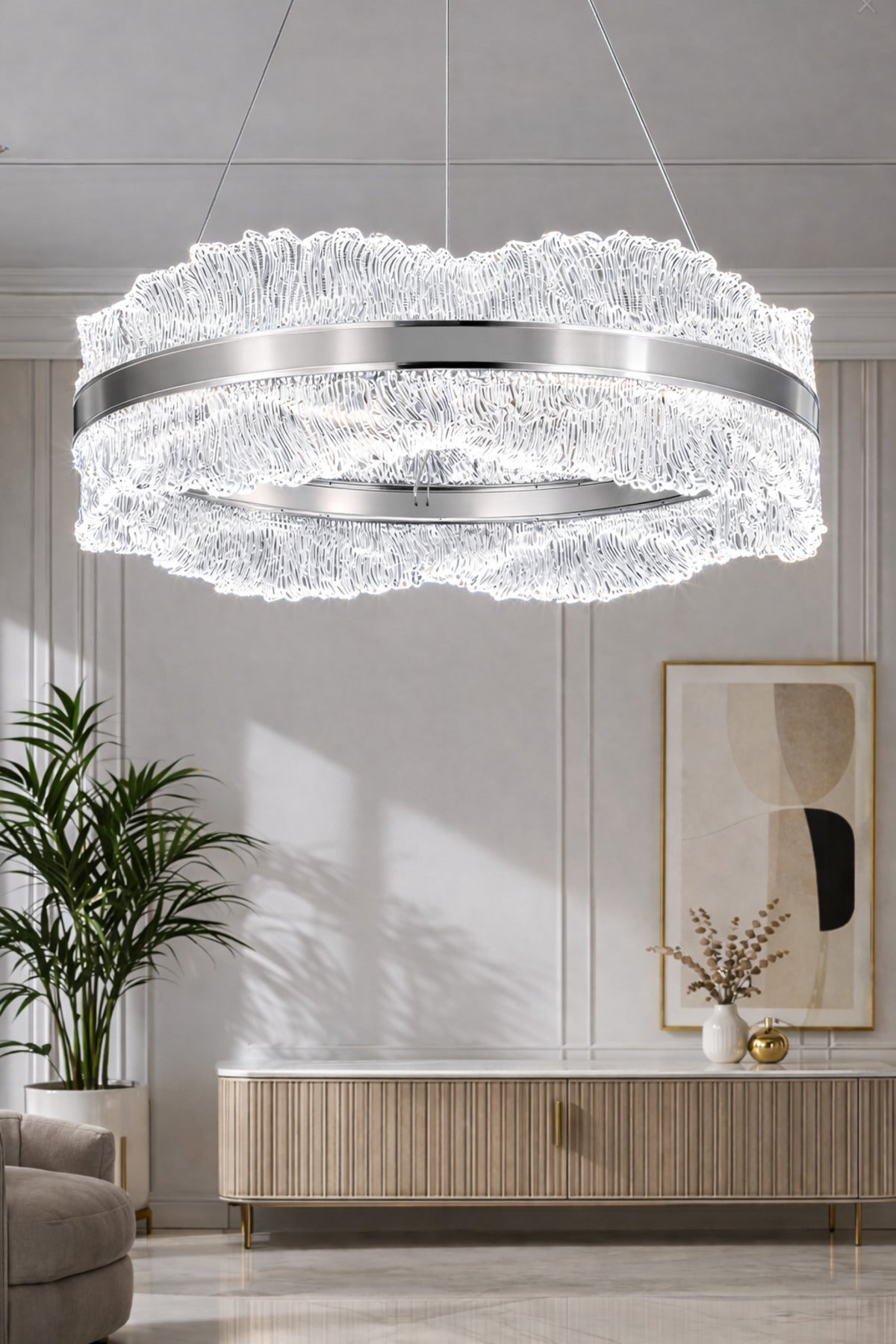 Okyanus Chrome 1-Light Remote-Controlled Chandelier — view 6