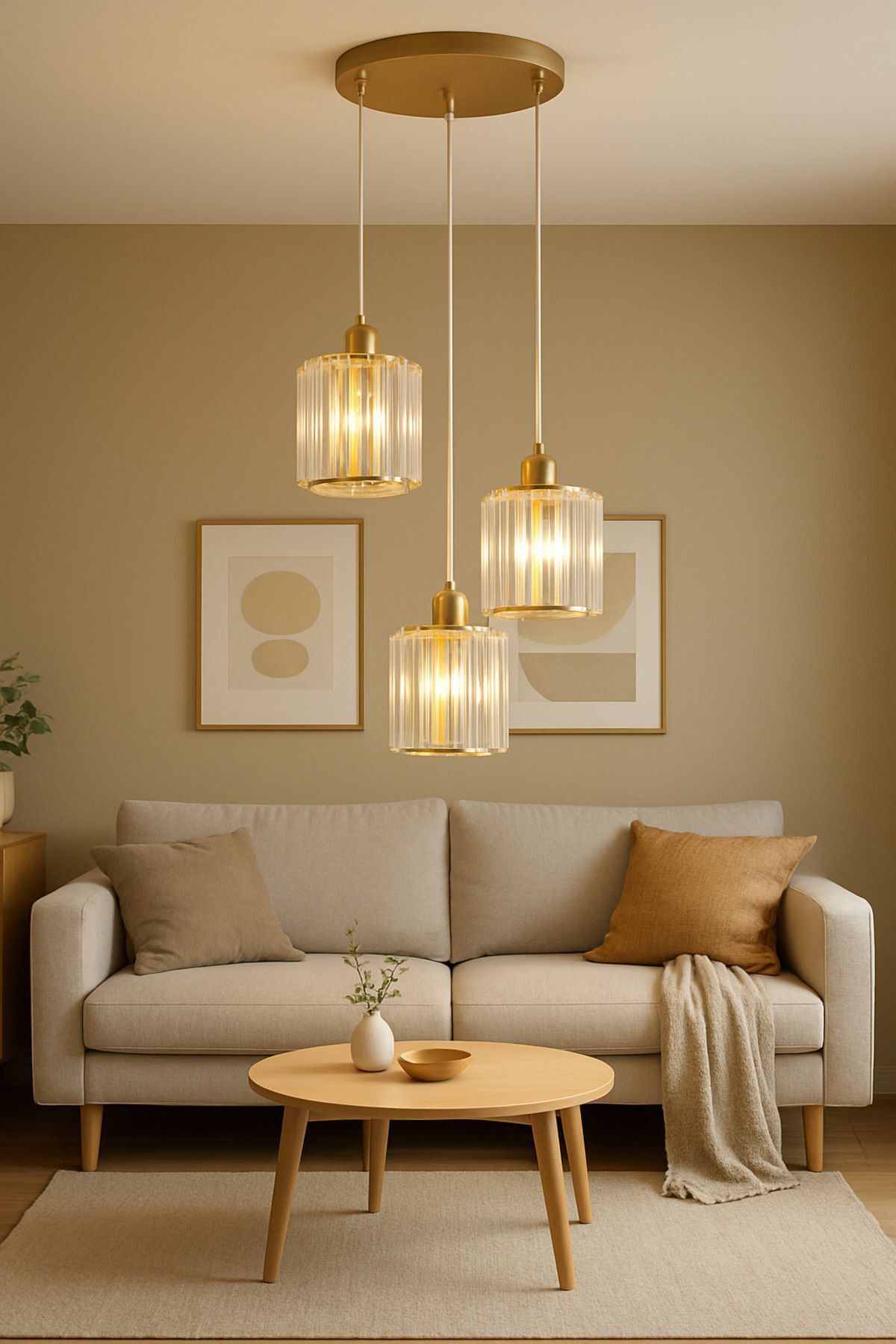 Radiosa Gold Crystal 3-Light Pendant Chandelier — view 2