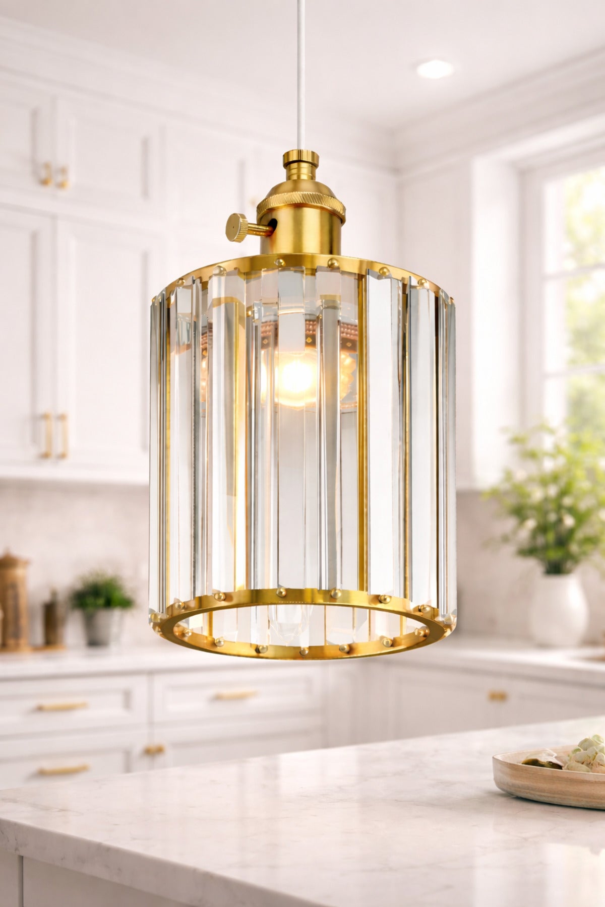 Dellova Yellow Crystal 1-Light Pendant Light — view 4