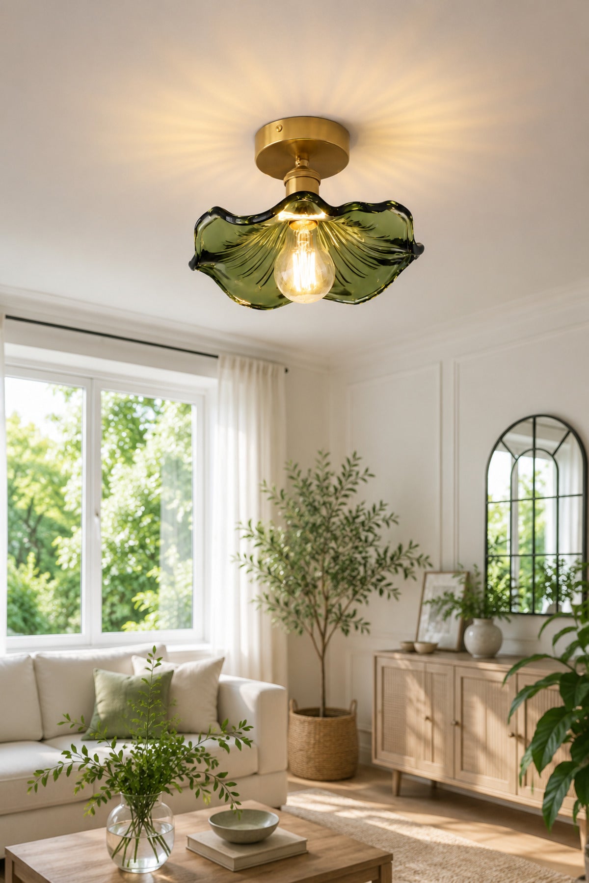 Alya Green Glass Classic 1-Light Ceiling Light — view 3
