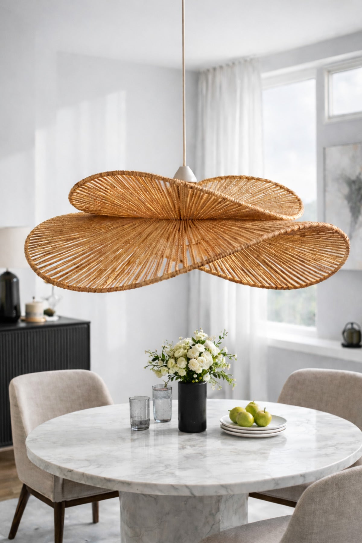 Hasır Brown Woven Rustic 1-Light Pendant Light