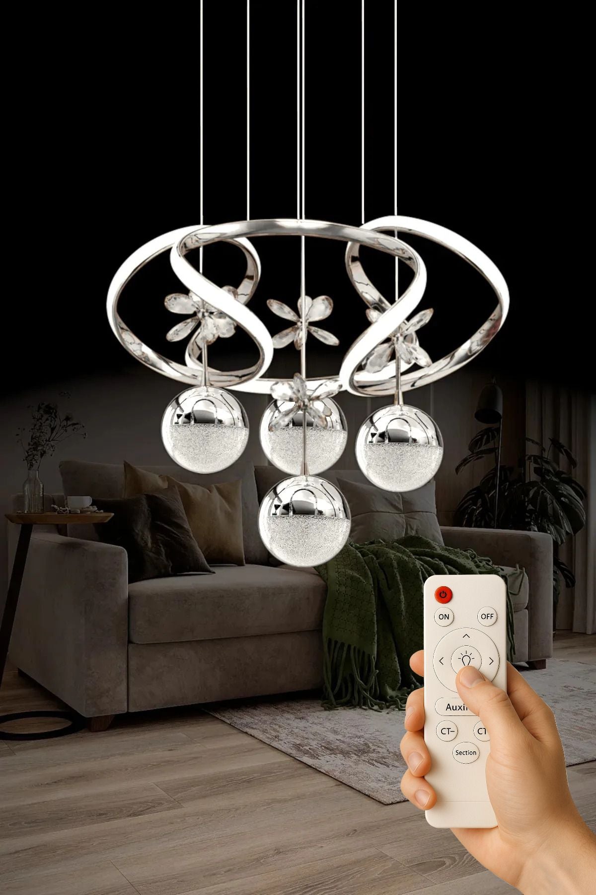 Yakamoz Chrome 4-Light Chandelier