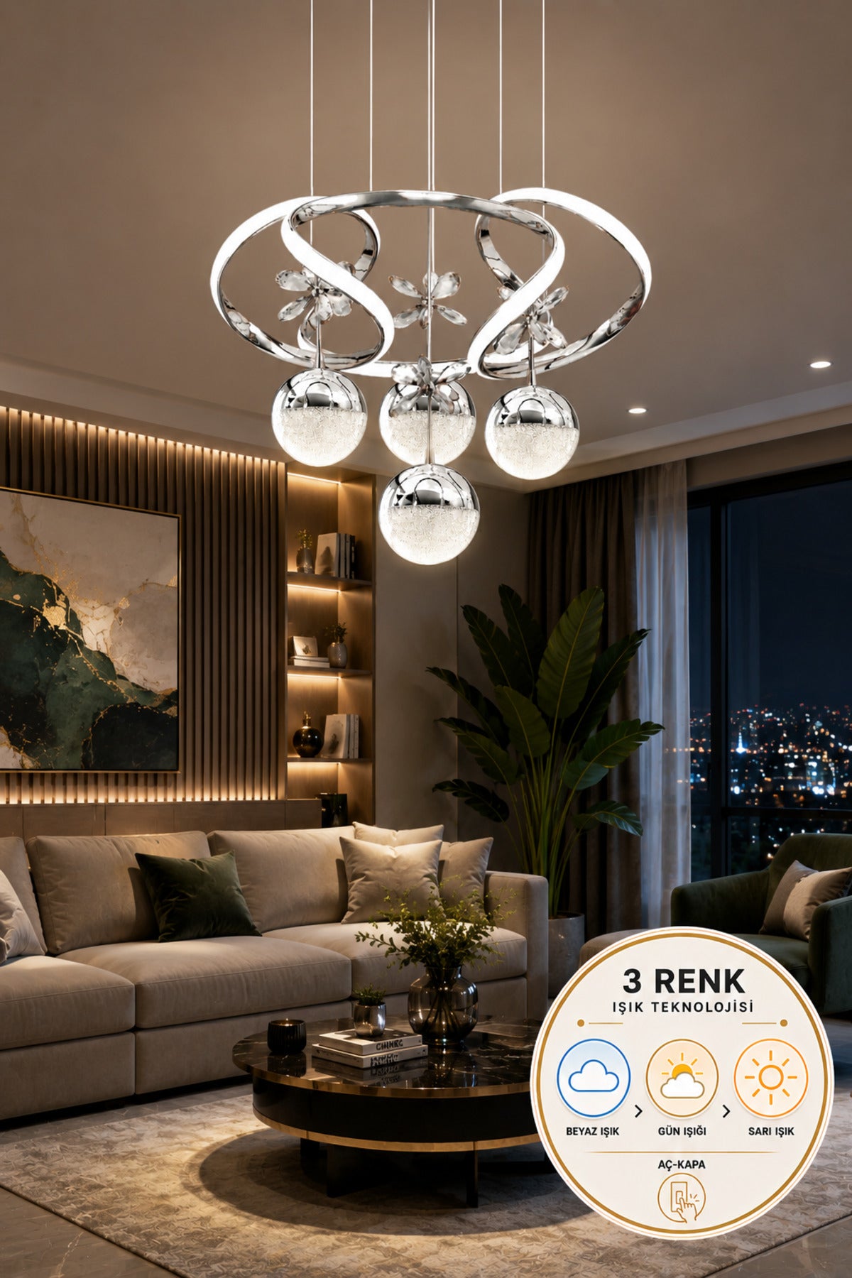 Napoli Chrome Chandelier — view 3