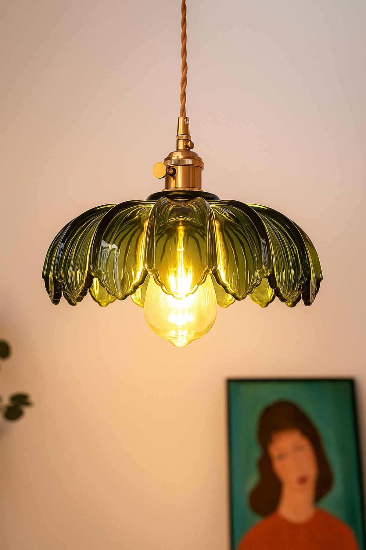 Petra Green Glass Classic 1-Light Pendant Light