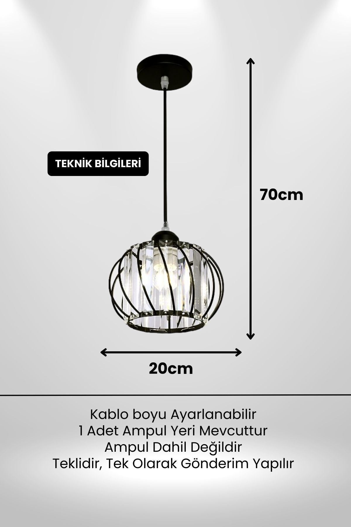 Quattro Black Crystal 1-Light Pendant Light — view 2