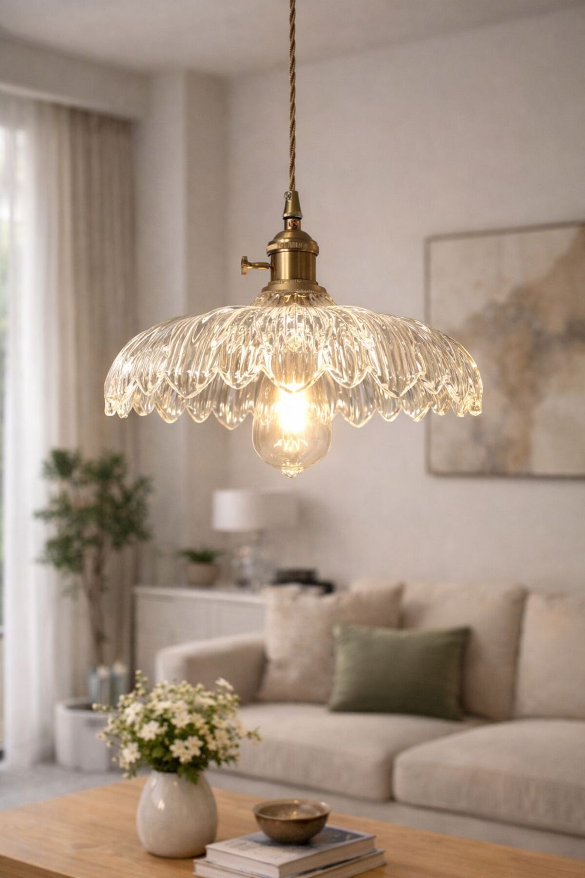 Roma Clear Glass Classic 1-Light Pendant Light — view 3