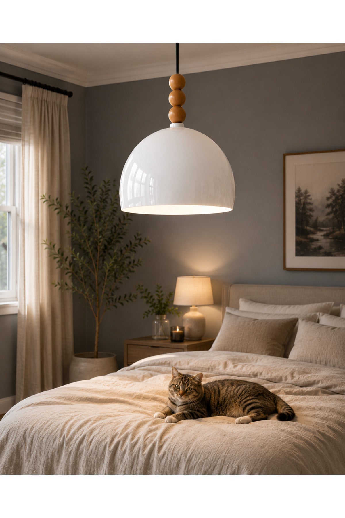 Viyana White Rustic 1-Light Pendant Light — view 4