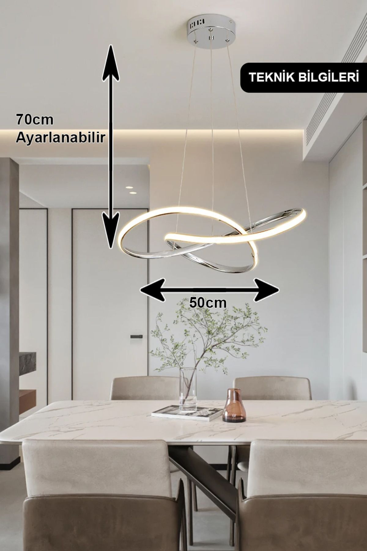 Porto Chrome Remote-Controlled Pendant Light — view 5