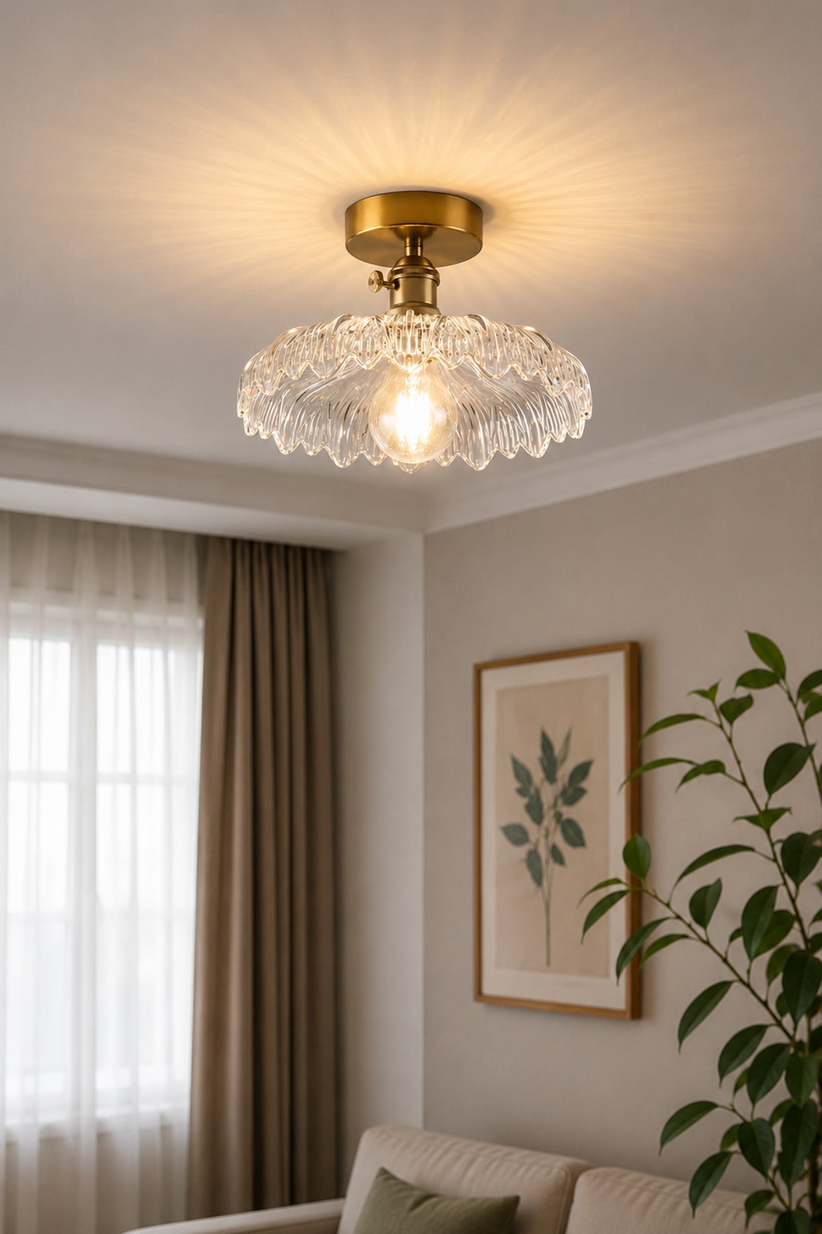 Roma Clear Glass Classic 1-Light Ceiling Light