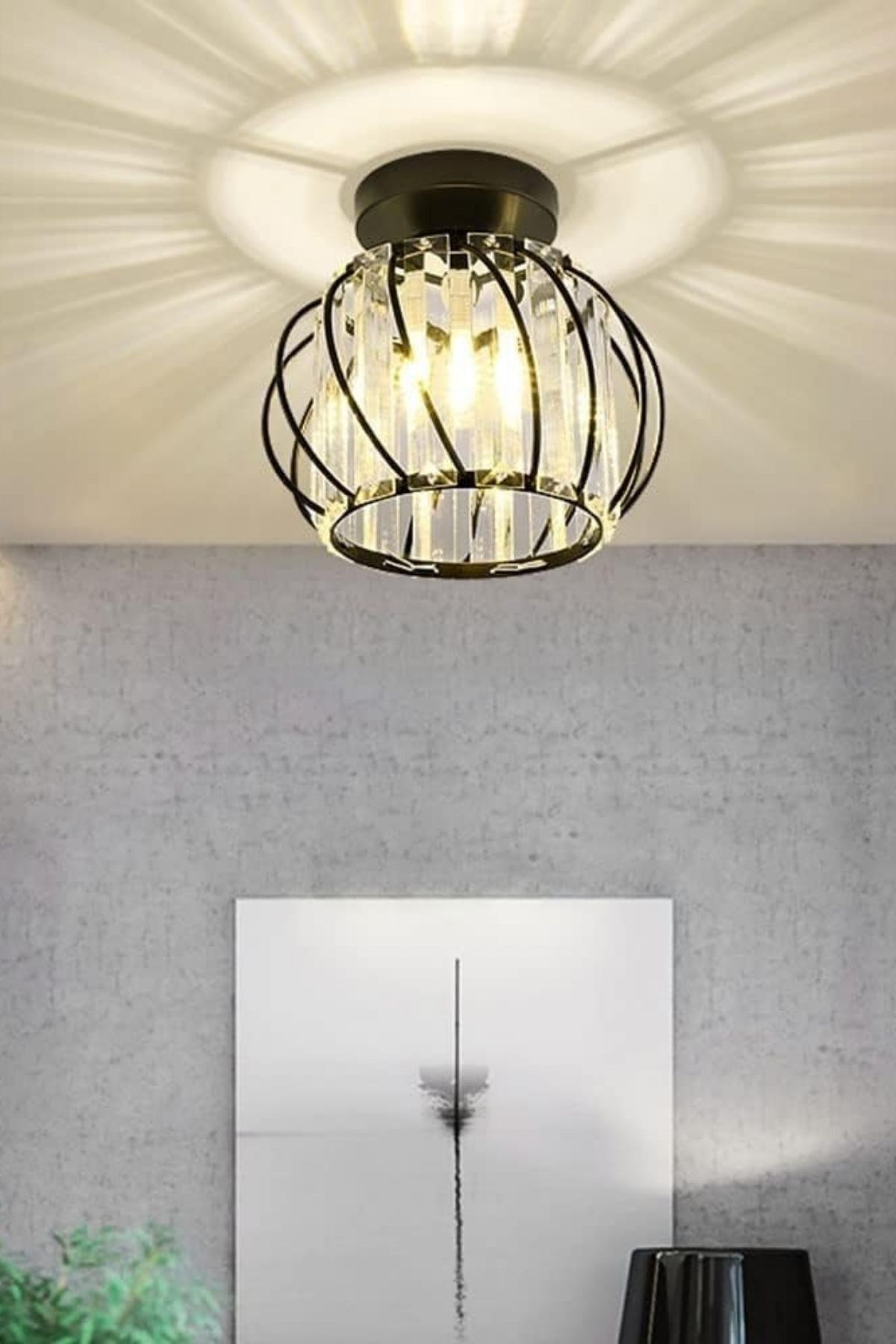 Bella Luce Black Crystal 1-Light Ceiling Light — view 8
