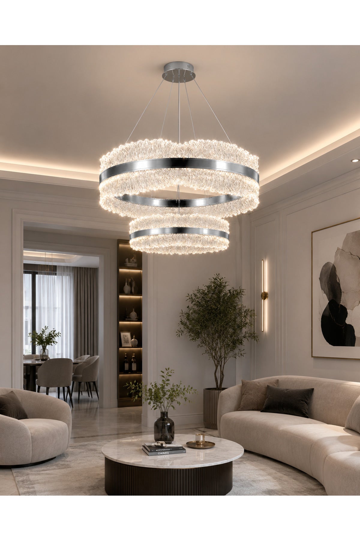Ocean Chrome 1-Light Remote-Controlled Chandelier — view 2