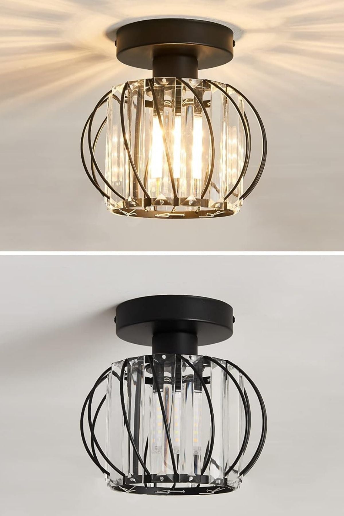 Bella Luce Black Crystal 1-Light Ceiling Light — view 6