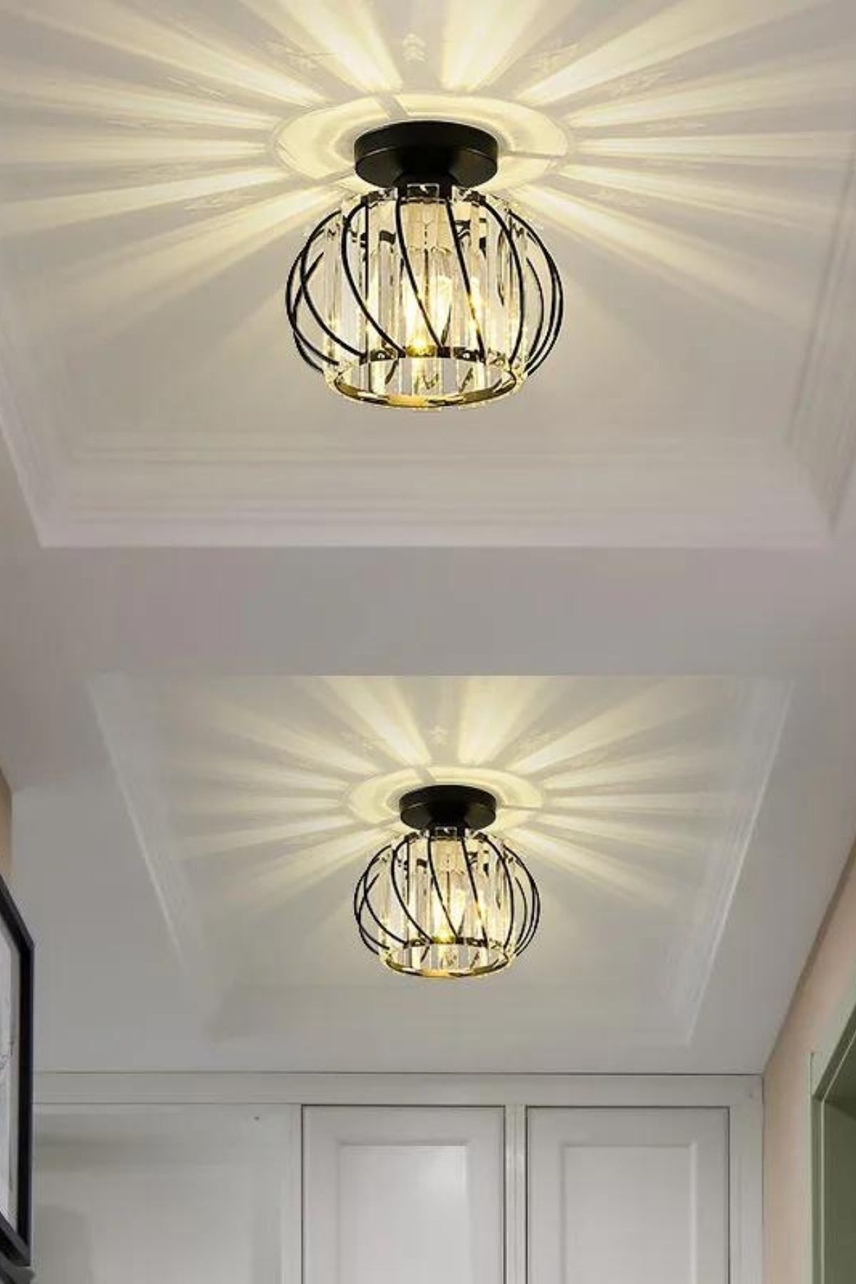 Bella Luce Black Crystal 1-Light Ceiling Light — view 5