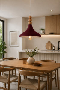 French Burgundy Rustic 1-Light Pendant Light — view 3