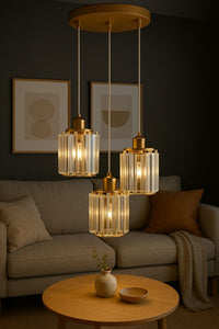Radiosa Gold Crystal 3-Light Pendant Chandelier — view 6