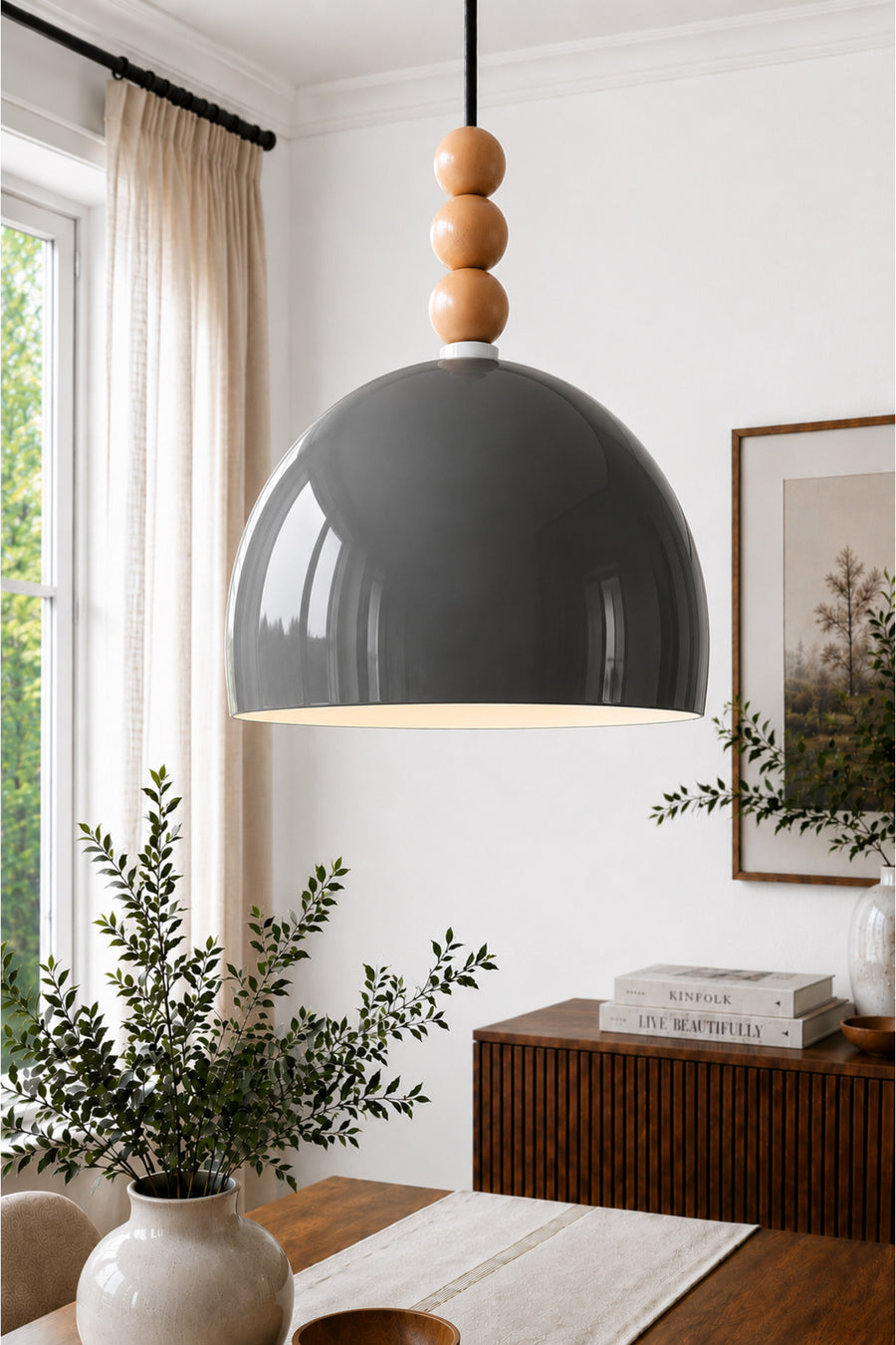 Viyana Grey Rustic 1-Light Pendant Light