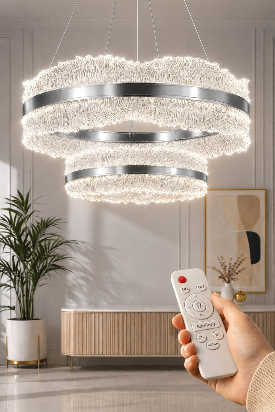 Ocean Chrome 1-Light Remote-Controlled Chandelier
