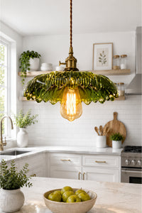 Roma Green Glass Classic 1-Light Pendant Light — view 3