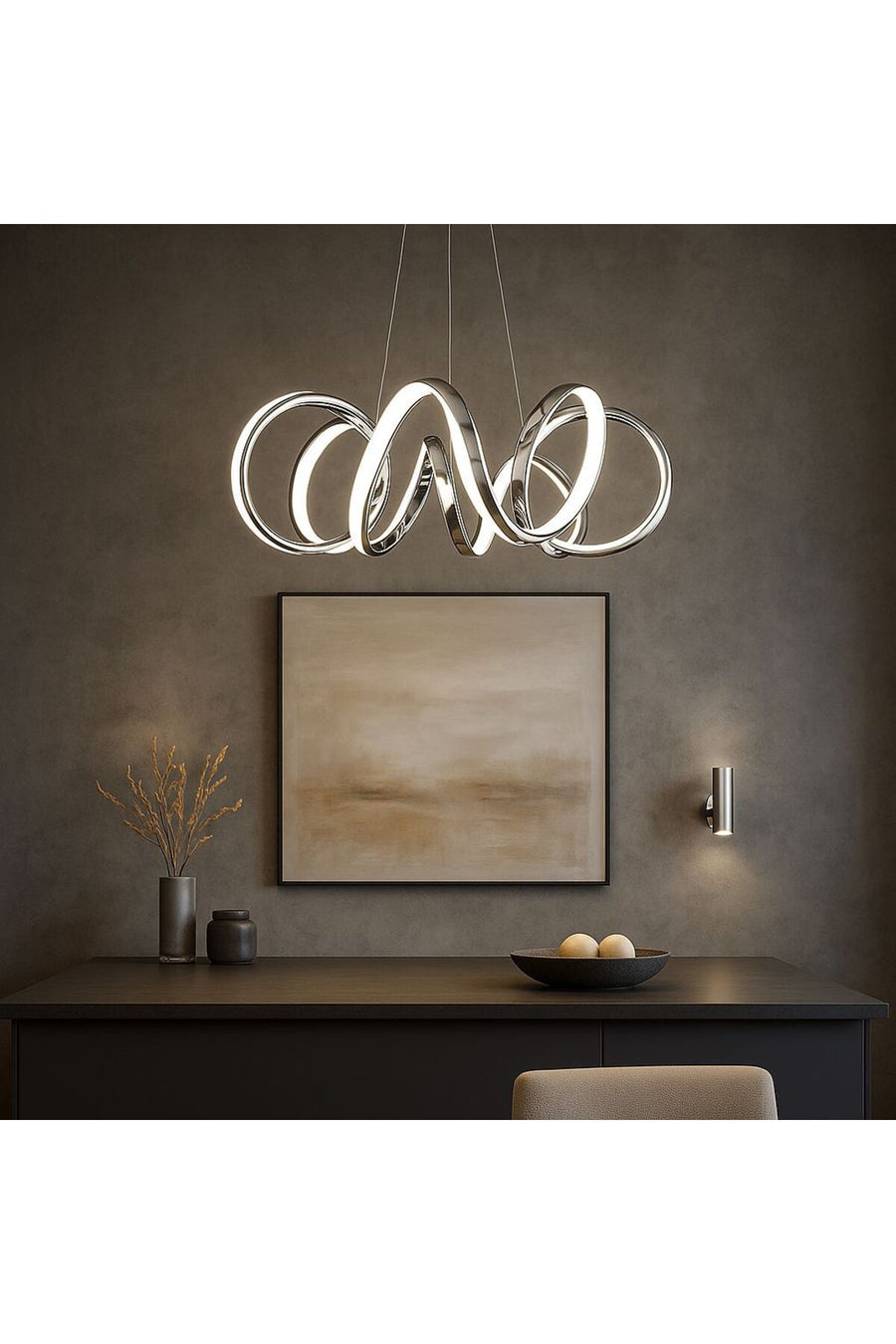 Spiral Chrome 1-Light Pendant Light — alternate view