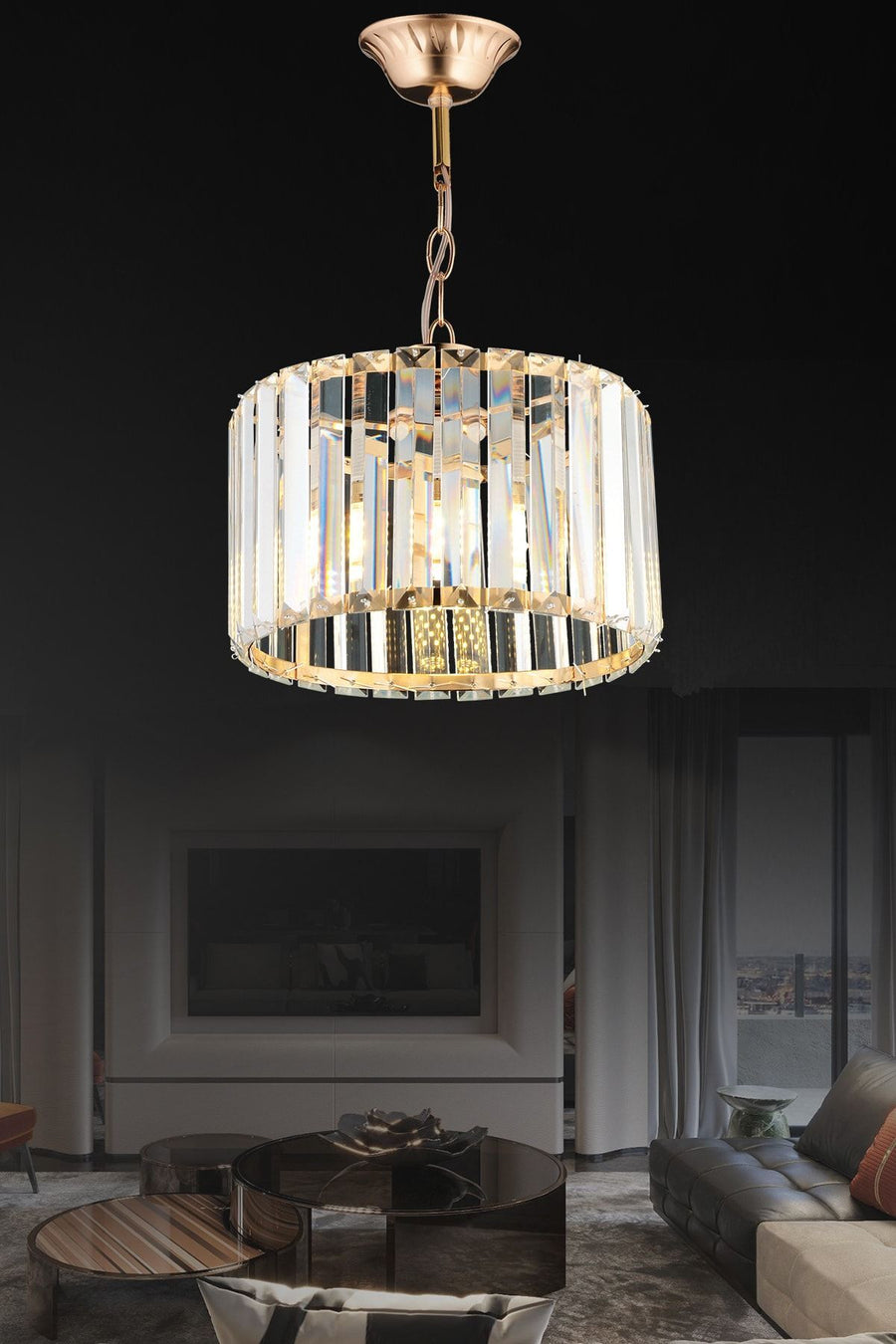 Modern Gold Crystal Multi-Light Chandelier — alternate view