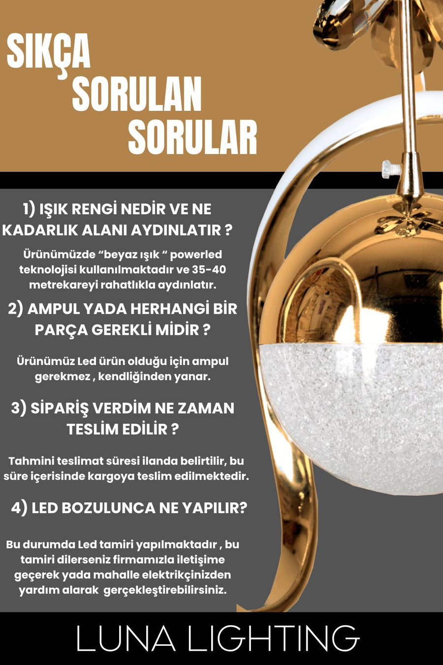 Milano Gold 4-Light Chandelier — alternate view