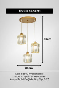 Radiosa Gold Crystal 3-Light Pendant Chandelier — view 5