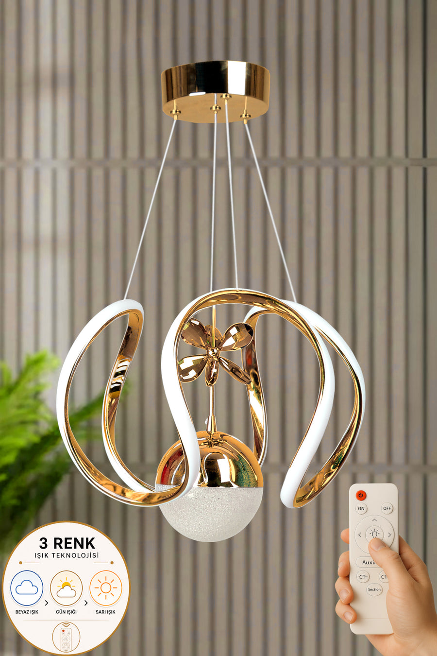 Luna Gold 1-Light Remote-Controlled Pendant Light