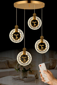 Ren Geyiği Gold 4-Light Remote-Controlled Chandelier
