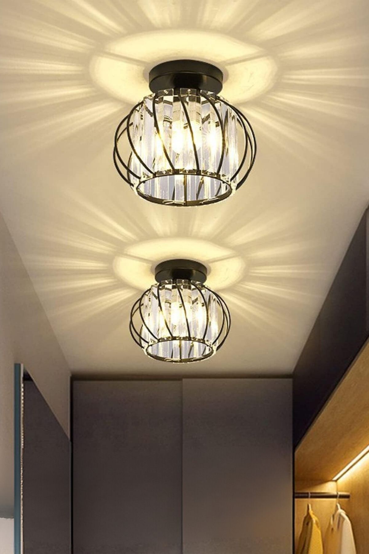 Bella Luce Black Crystal 1-Light Ceiling Light — view 3