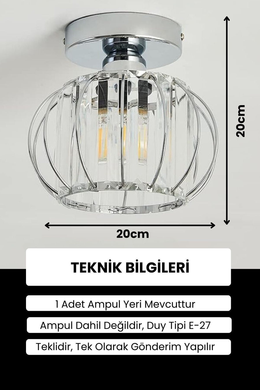 Bella Luce Chrome Crystal Ceiling Light — alternate view