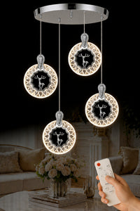 Ren Geyiği Chrome 4-Light Remote-Controlled Chandelier