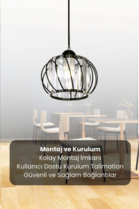 Quattro Black Crystal 1-Light Pendant Light — view 6
