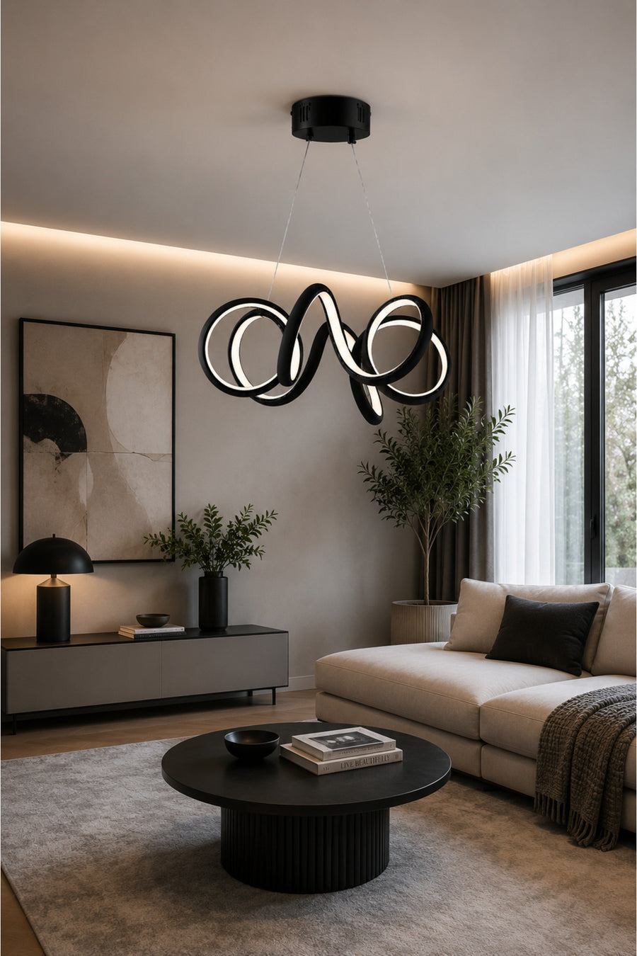 Spiral Black 1-Light Pendant Light — alternate view