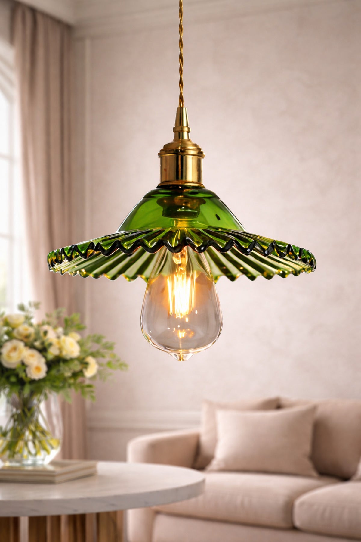 Torino Green Glass Classic 1-Light Pendant Light