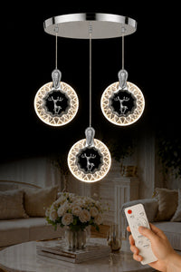 Ren Geyiği Chrome 3-Light Remote-Controlled Chandelier