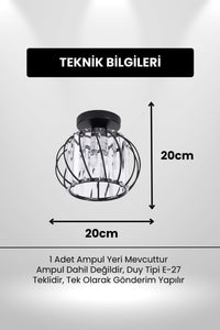Bella Luce Black Crystal 1-Light Ceiling Light — view 2