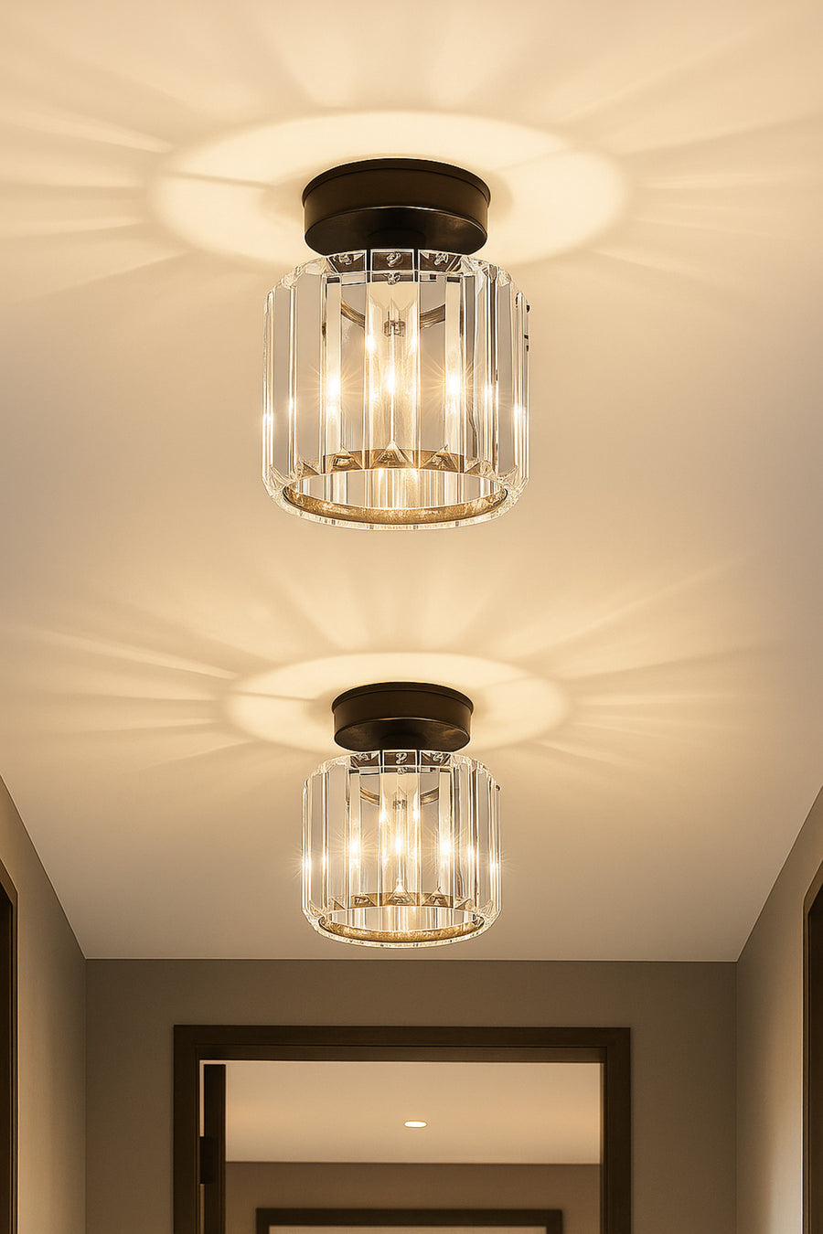 Chiaro Forte Black Crystal Ceiling Light