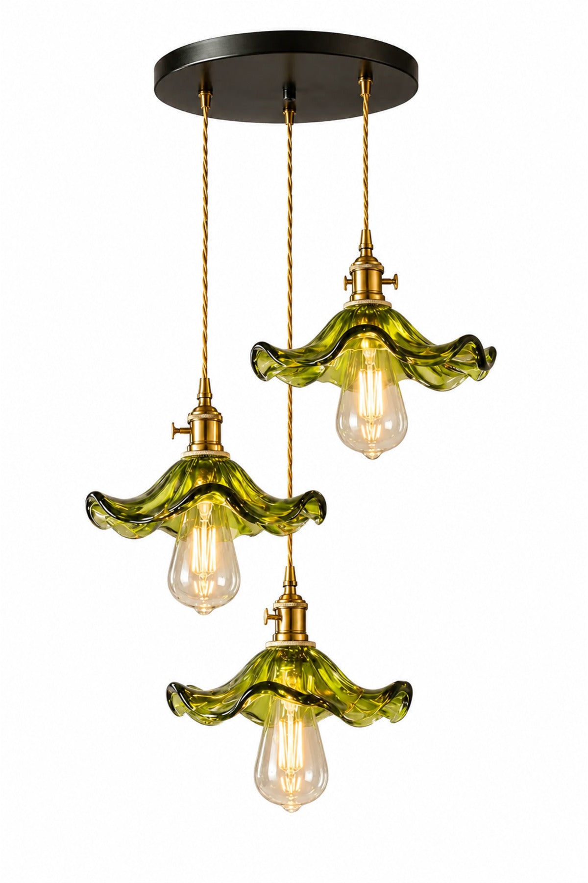 Alya Green Glass Classic 3-Light Pendant Chandelier — view 7