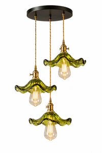 Alya Green Glass Classic 3-Light Pendant Chandelier — view 7