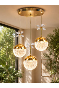 Grate Gold 3-Light Pendant Chandelier — view 2