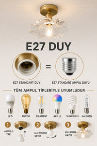 Alya Clear Glass Classic 1-Light Ceiling Light — view 4
