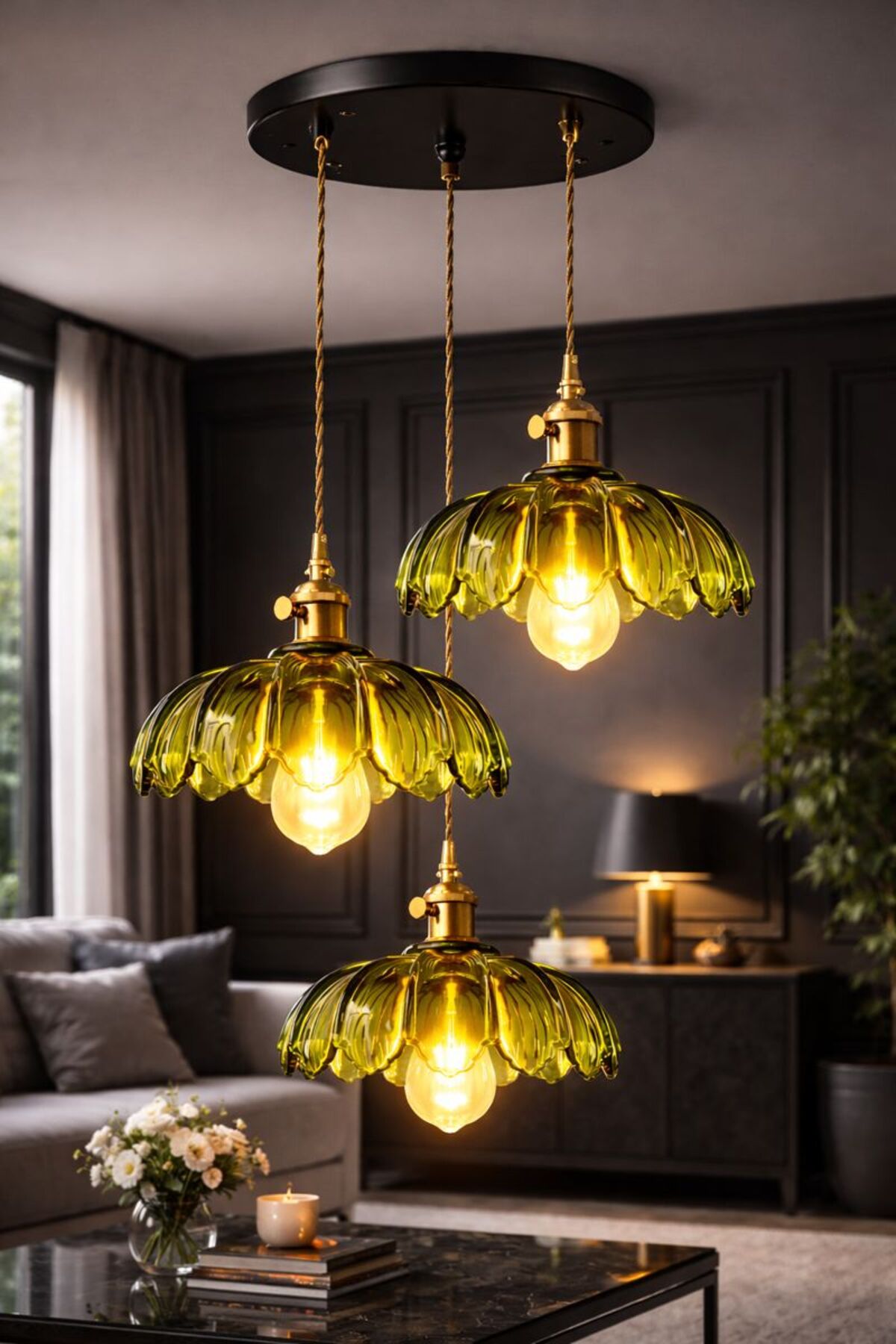 Petra Green Glass Classic Pendant Light — view 4