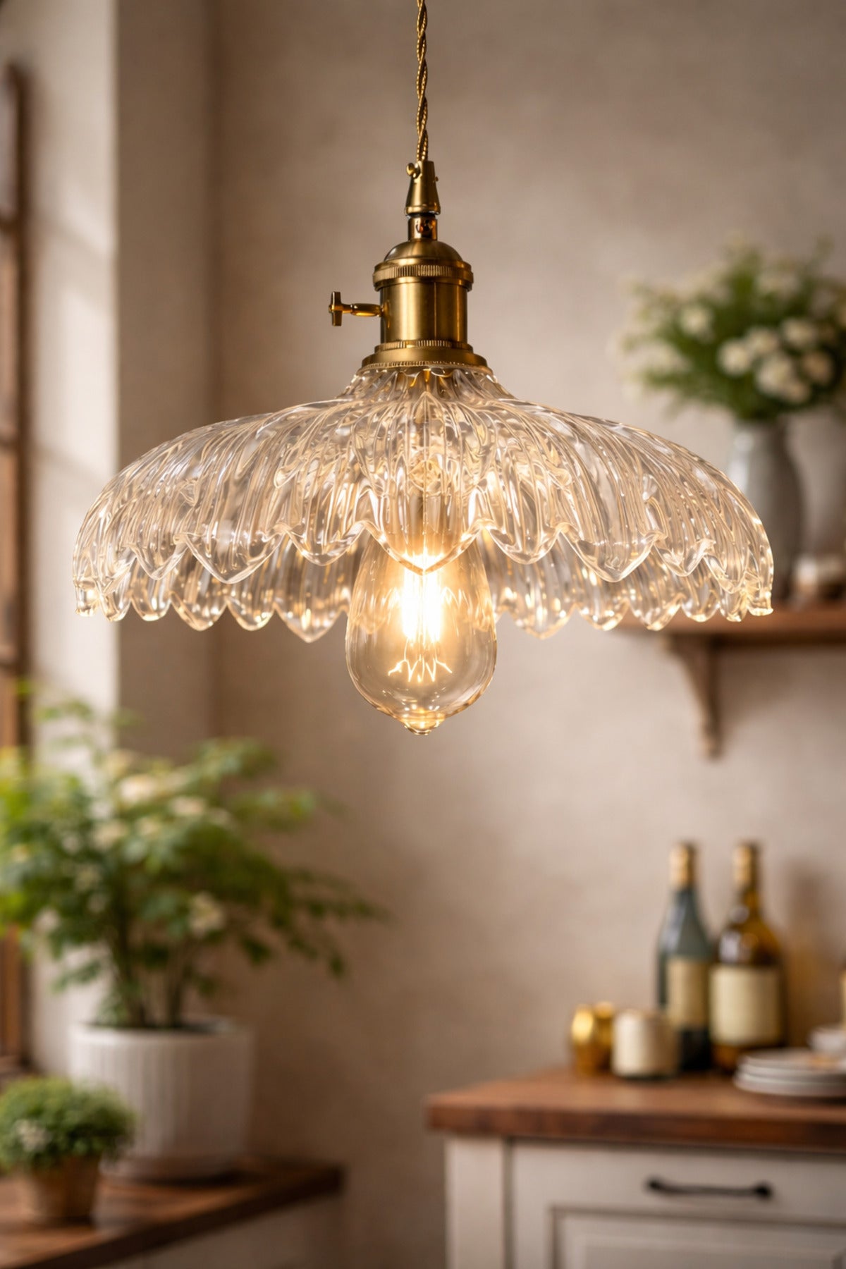 Roma Clear Glass Classic 1-Light Pendant Light