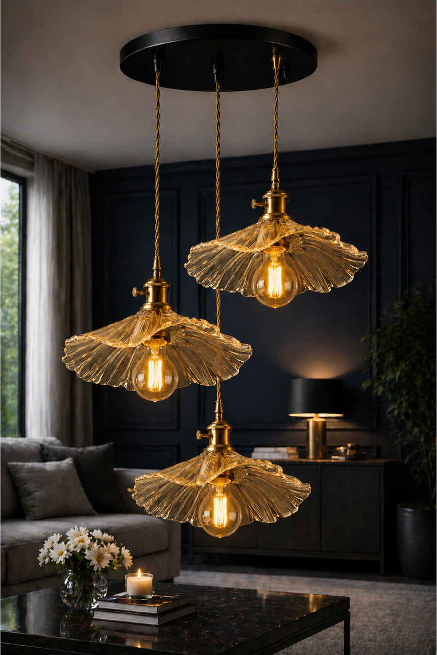 Madrid White Glass Classic 3-Light Pendant Chandelier