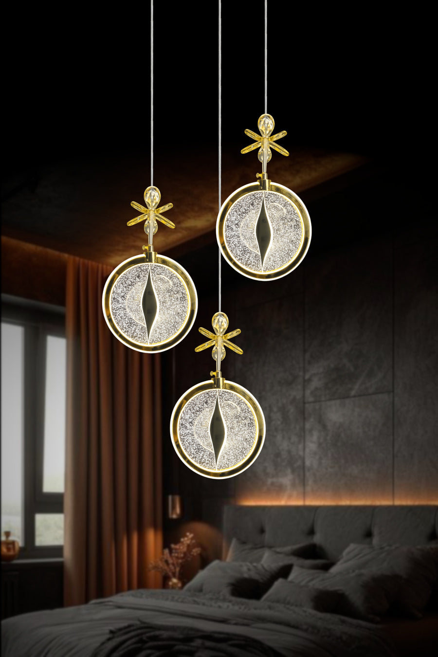 Dark Gold 3-Light Pendant Chandelier — alternate view