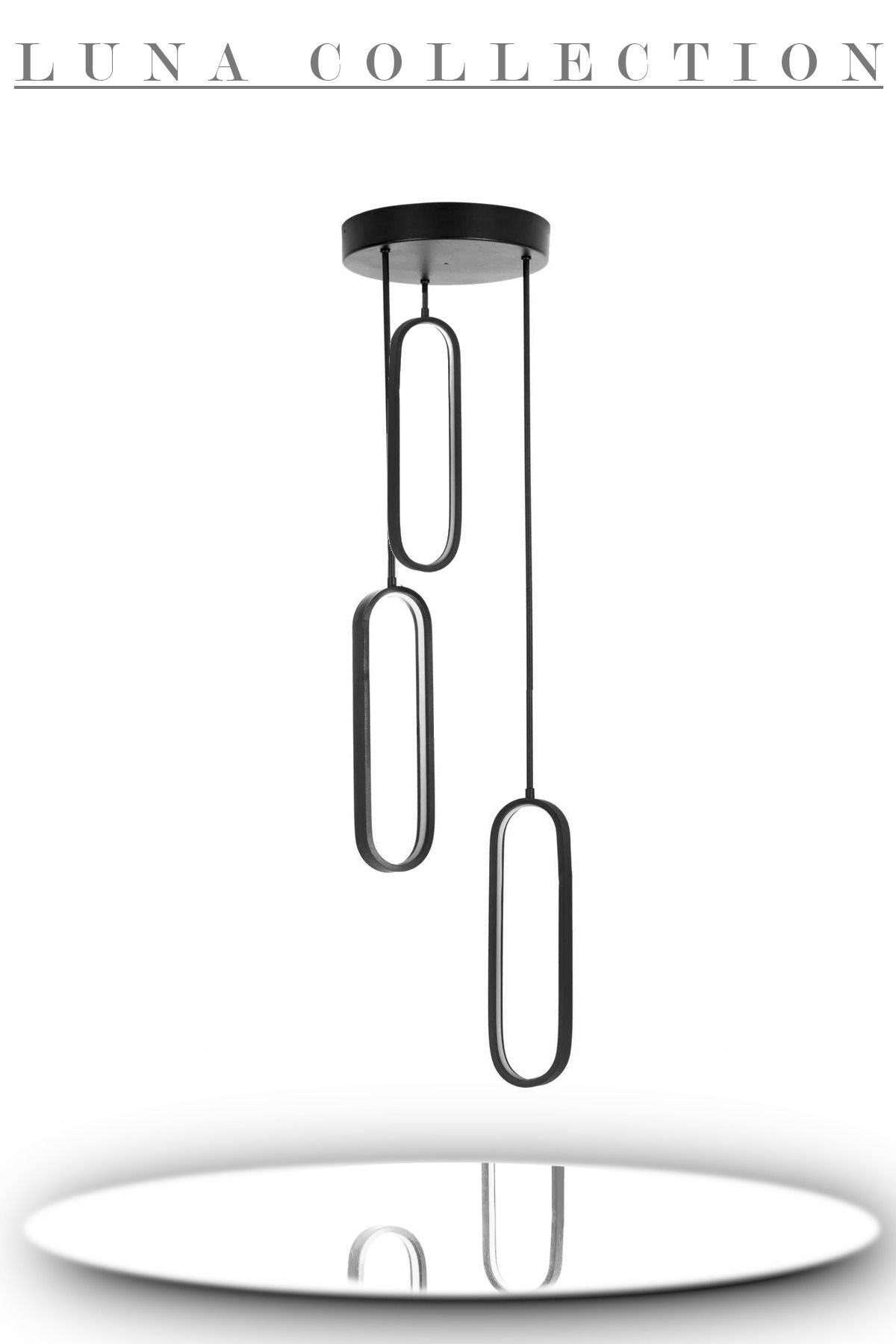 Piero Black 3-Light Pendant Chandelier — view 2