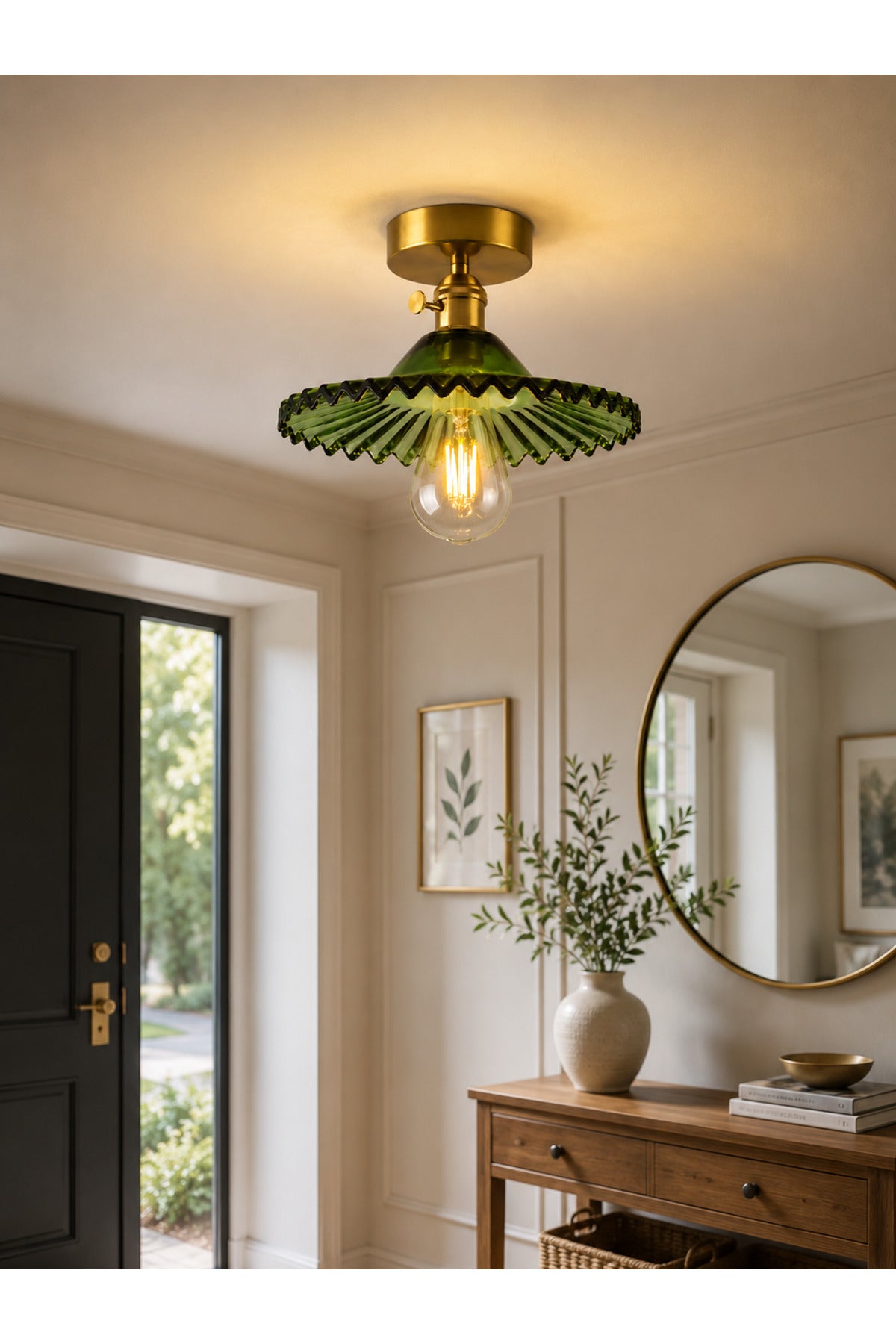 Torino Green Glass Classic 1-Light Ceiling Light — view 4