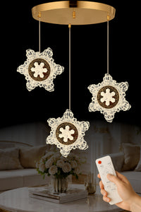 Kar Tanesi Gold 3-Light Remote-Controlled Chandelier