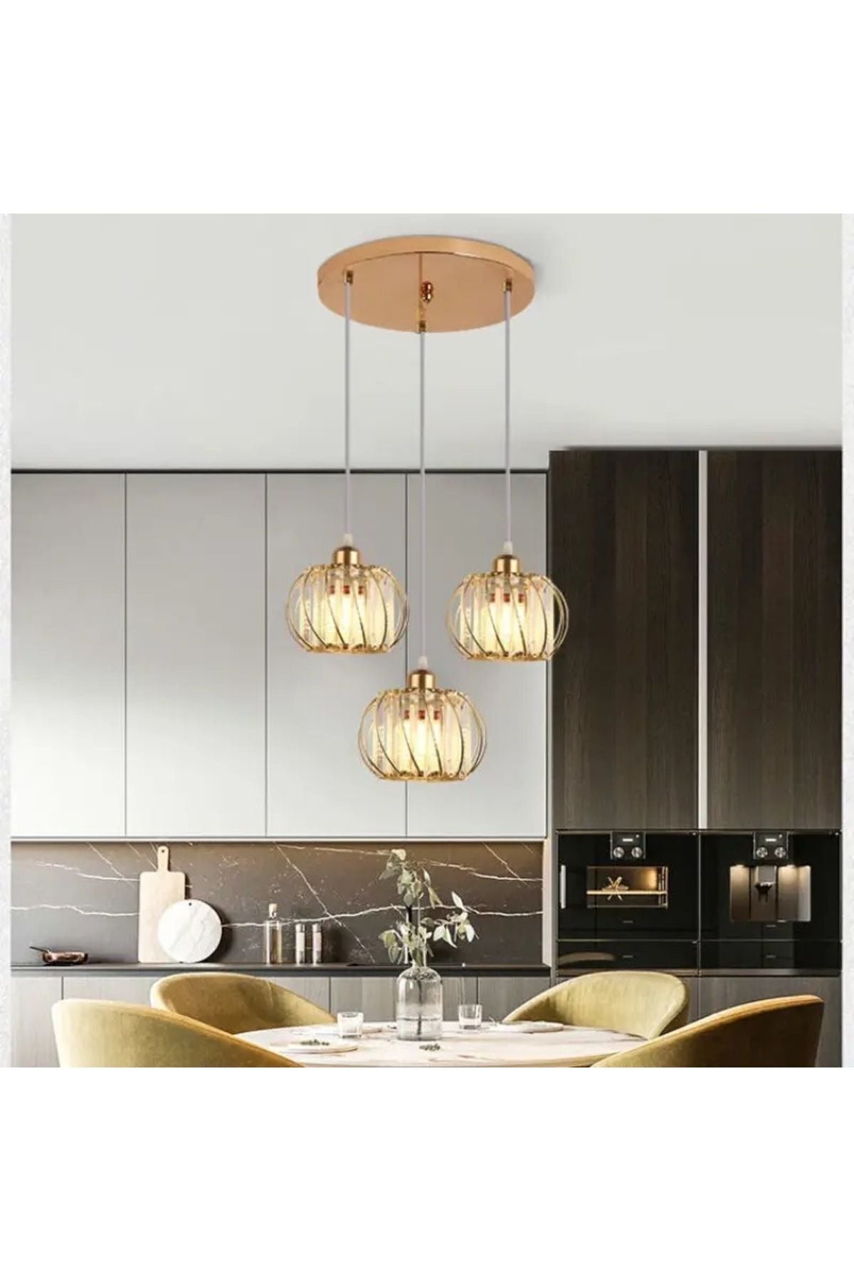 Venezia Gold Crystal 3-Light Pendant Chandelier — view 4